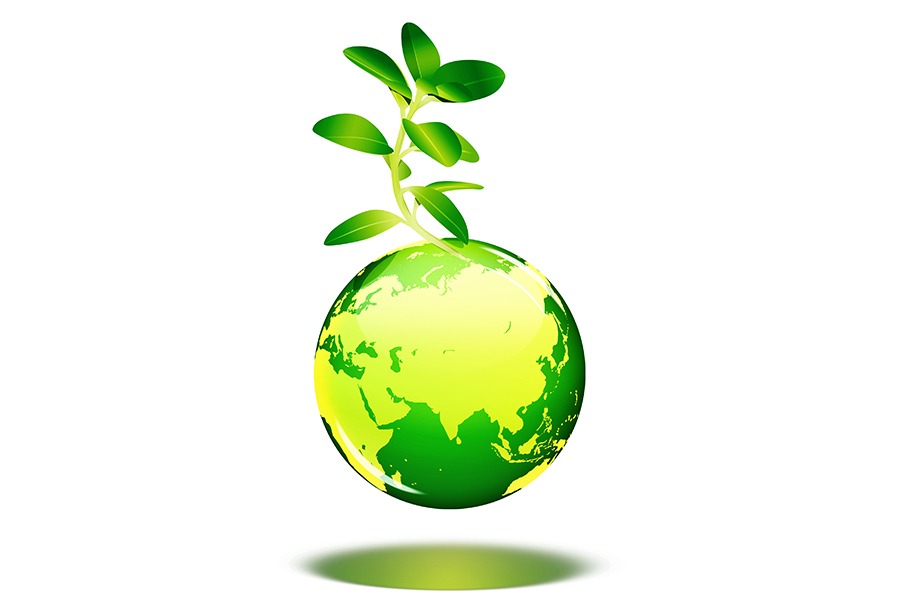 wereldbol met plantje Wereldbol met plantje